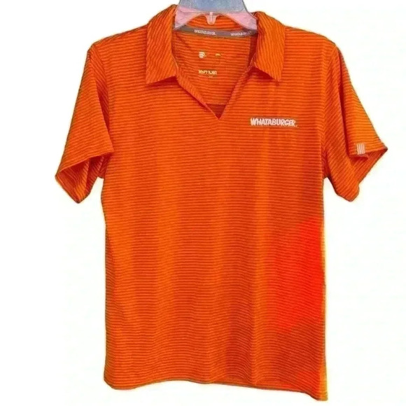 Whataburger Womens Polo Shirt Size Small Orange Striped Uniform Work Wear - Picture 1 of 4